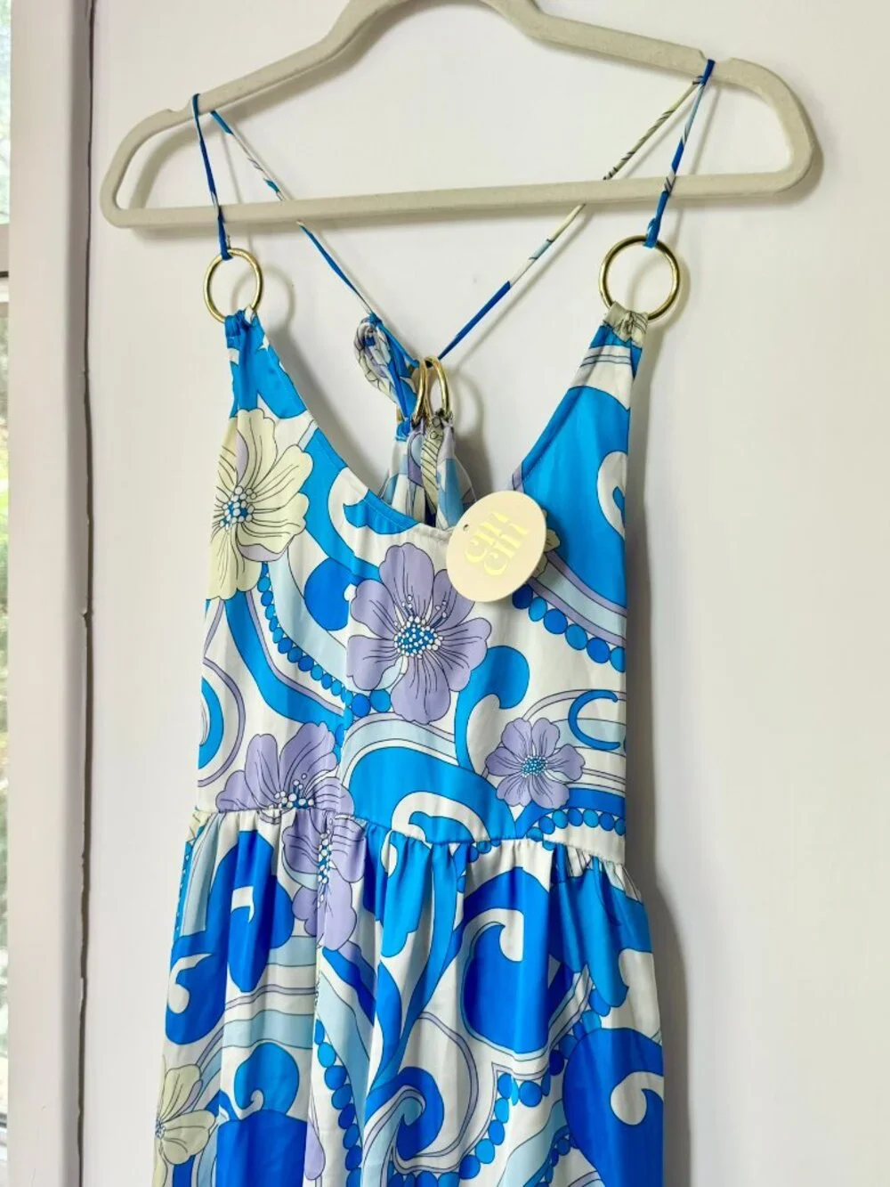 NWT Cin Cin Anemone Silky Maxi Dress in Ocean Medium